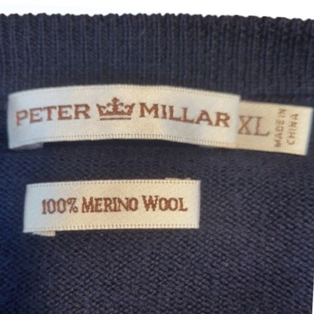 Peter Millar Mens XL Navy Blue Extrafine Merino Wool V-Neck Sweater Vest MC00S32 - Picture 3 of 8